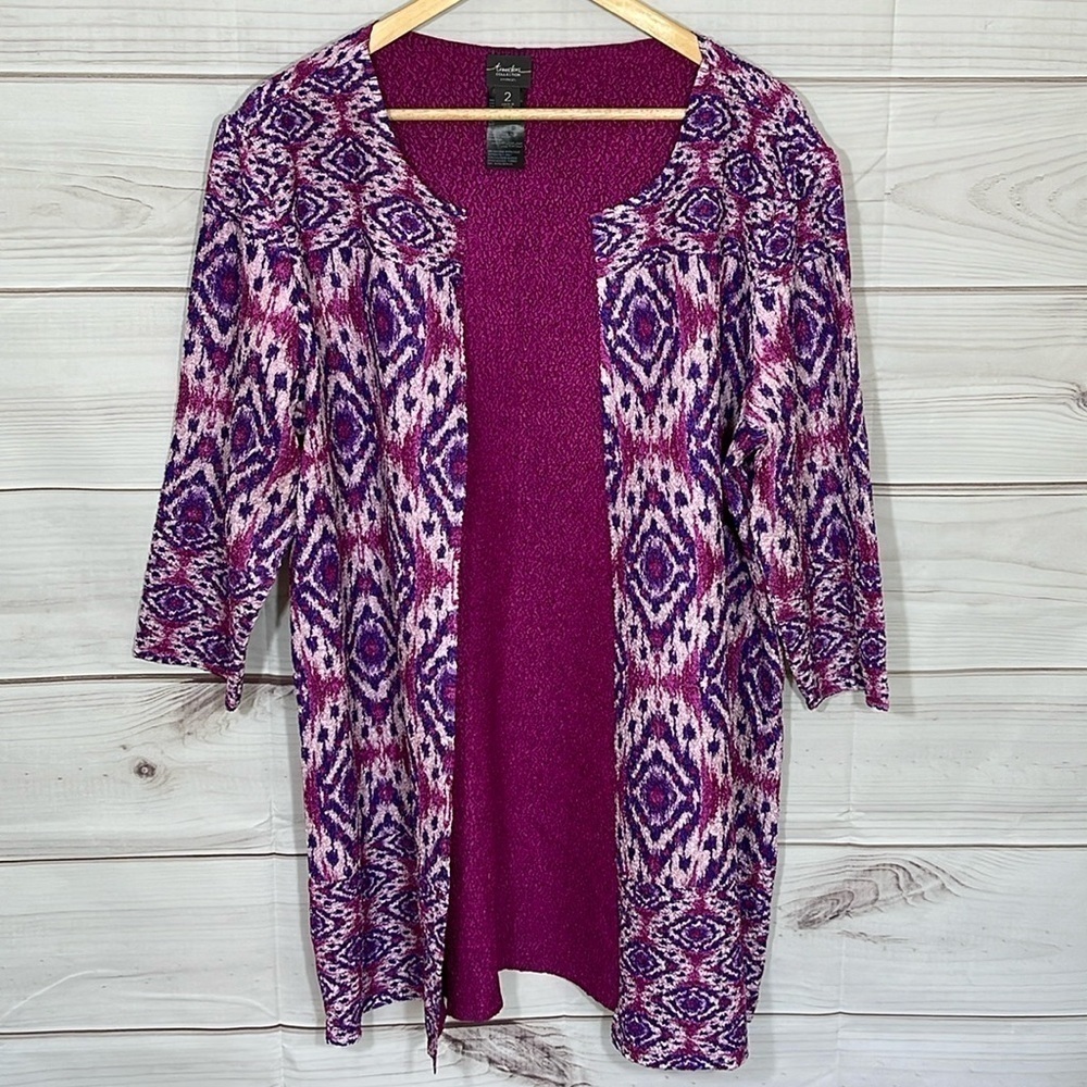 Chico’s Travelers Collection Reversible Crushed Ikat Jacket Size L/12/Chico’s 2